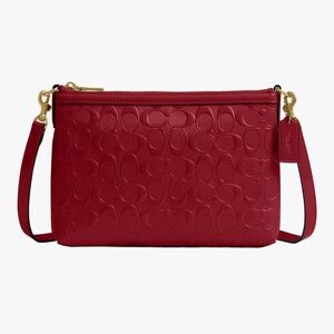 NWT Coach Signature Embossed Red Crossbody Bag